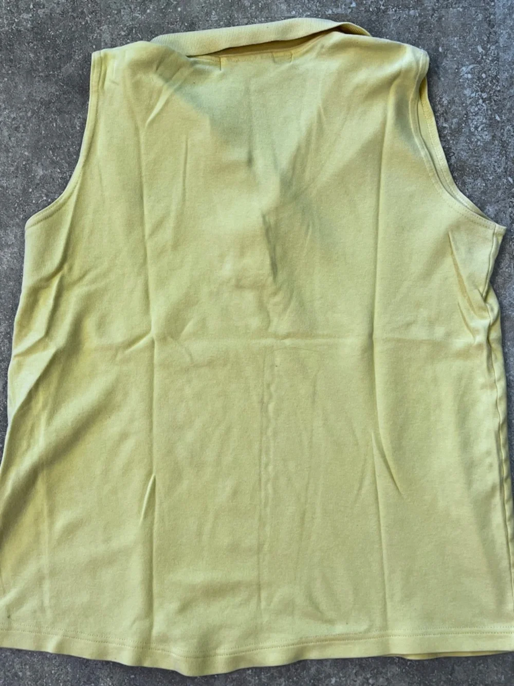 Menemsha Blues Yellow Sleeveless Women’s Polo with Navy Fish Logo - Picture 5 of 5